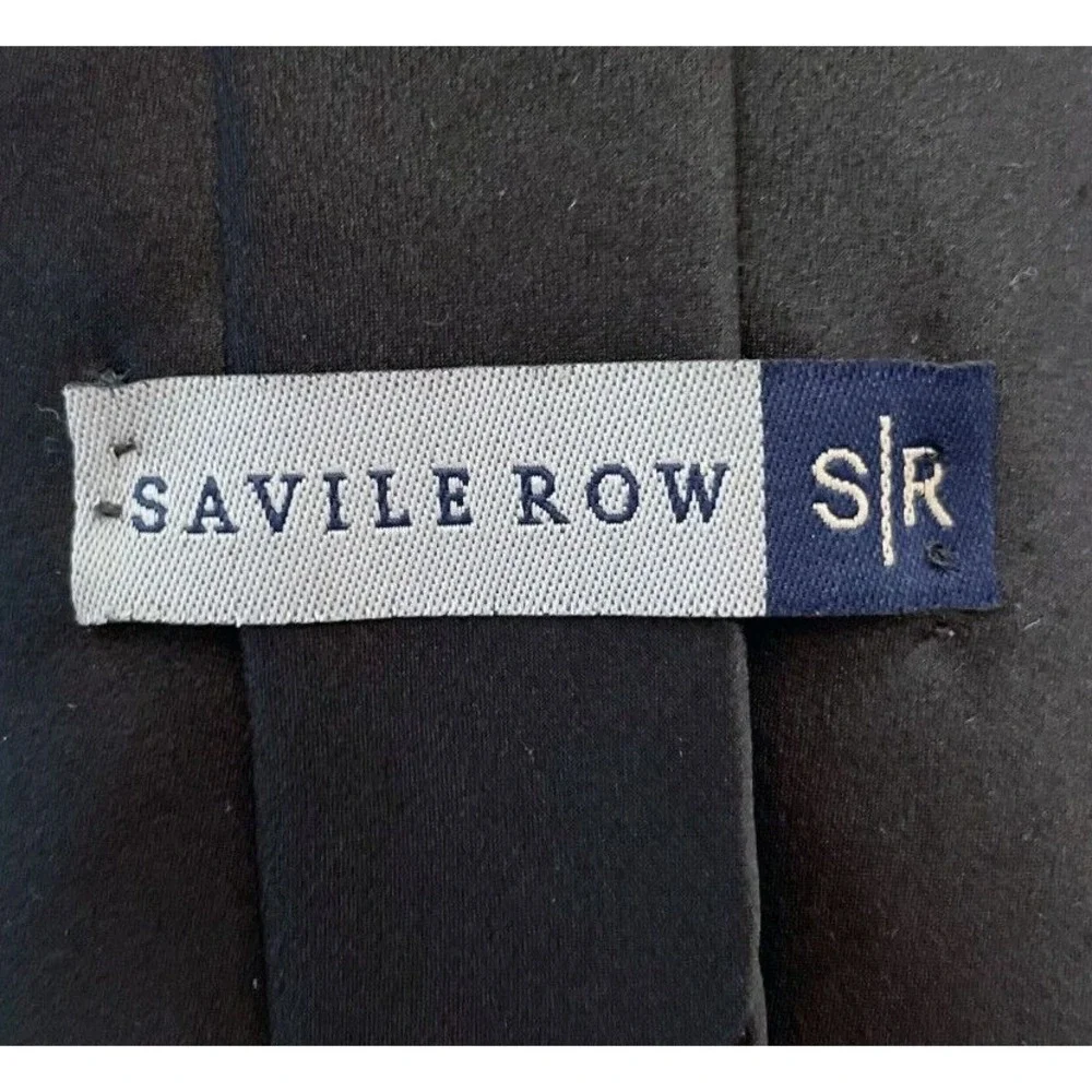 Vintage Savile Row Men's Classic Neck Tie Black 100% Imported Silk Made In Spain